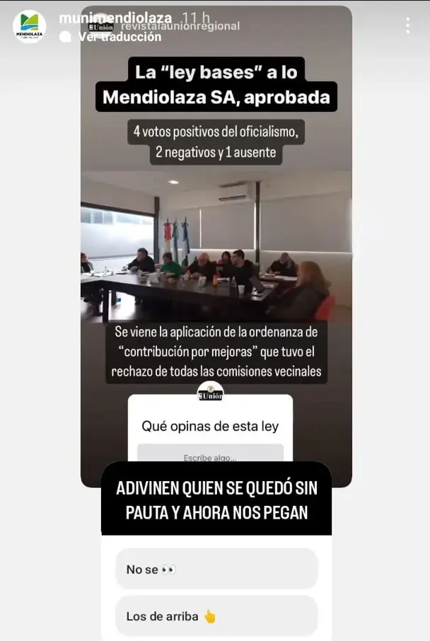 Denuncian ataque del municipio de Mendiolaza a La Unión Regional